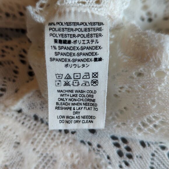 Free People Ivory Not Cold in This Pullover Top Womens XS Lace Semi Sheer Boho - Picture 6 of 7